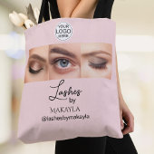 Tote Bag Logo de script rose Blush Photo Lashes Studio