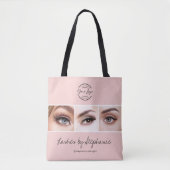 Tote Bag Logo de script rose poudré Photo Lashes Studio (Devant)