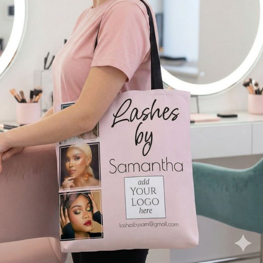Tote Bag Logo de script rose rougeoyant 3 Entreprise de Tec
