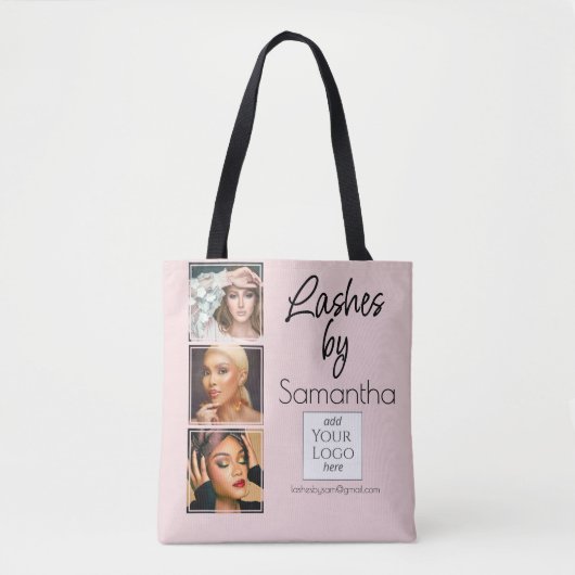 Tote Bag Logo de script rose rougeoyant 3 Entreprise de tec (Devant)