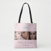Tote Bag Logo de script rose vif Studio de maquillage photo (Devant)
