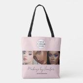 Tote Bag Logo de script rose vif Studio de maquillage photo (Dos)