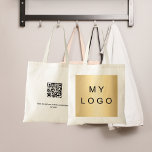 Tote Bag Logo d'entreprise 2 côtés code qr<br><div class="desc">Personnalisez et ajoutez votre entreprise,  le logo de l'entreprise,  Retour : votre propre code qr à votre site Web ou compte de médias sociaux. Texte noir.</div>