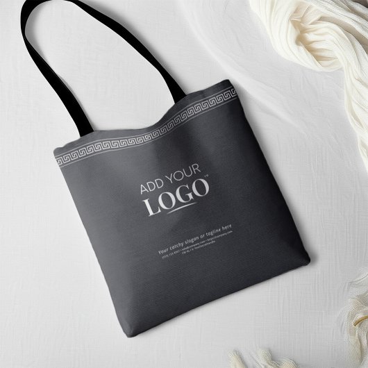 Tote Bag Logo d'entreprise QR Code Clé grecque noire