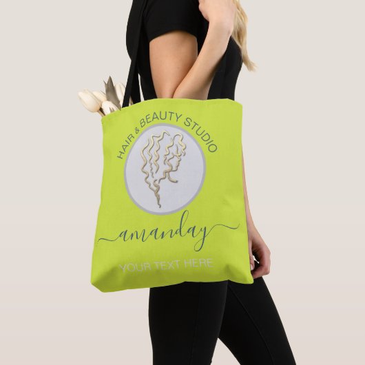 Tote Bag Logo d'or Studio de Beauté Jaune Coiffeurs Fourre- (De près)