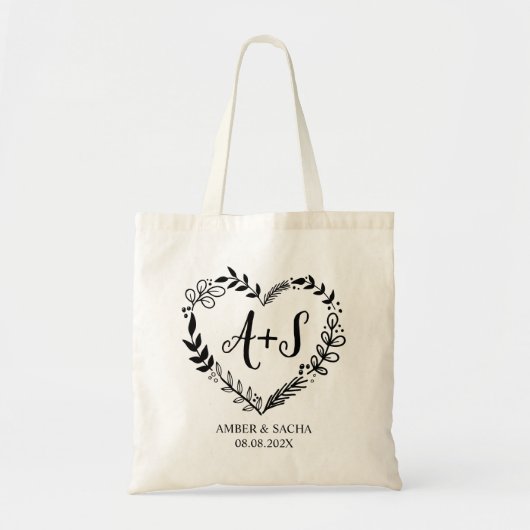 Tote Bag Logo du Mariage de monogramme personnalisé avec co (Devant)