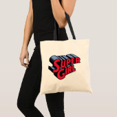 Tote Bag Logo du nom empilé de la superfille rouge et bleue (Devant (produit))