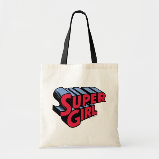 Tote Bag Logo du nom empilé de la superfille rouge et bleue (Devant)