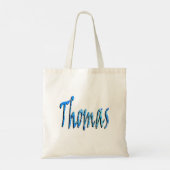 Tote Bag Logo du nom Thomas étoilé bleu, (Dos)