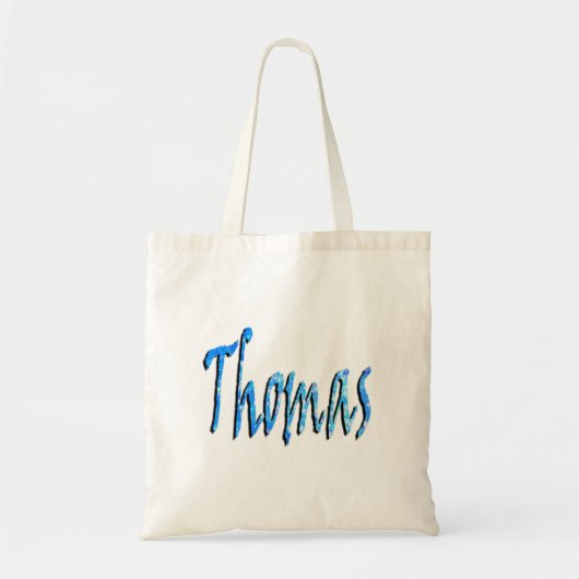 Tote Bag Logo du nom Thomas étoilé bleu, (Devant)
