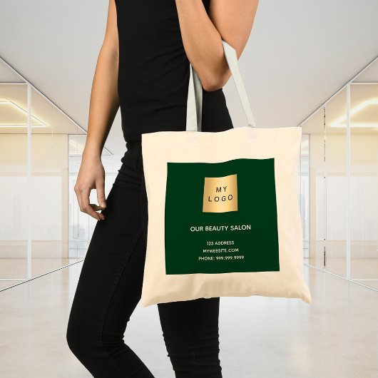 Tote Bag logo Emerald green business