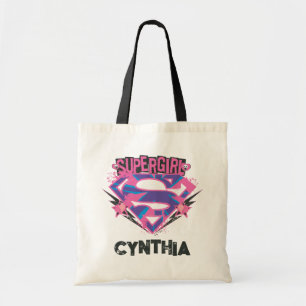 Tote Bag Logo grunge rose et violet de Supergirl