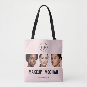 Tote Bag Logo Moderne Rose Pâle Studio de Maquillage Photo