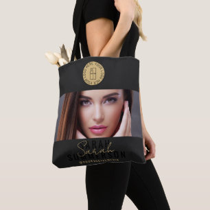 Tote Bag Logo Or Noir Réseaux Sociaux Maquillage Studio