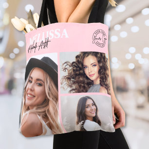 Tote Bag Logo Photo Maquillage Rose Fardée