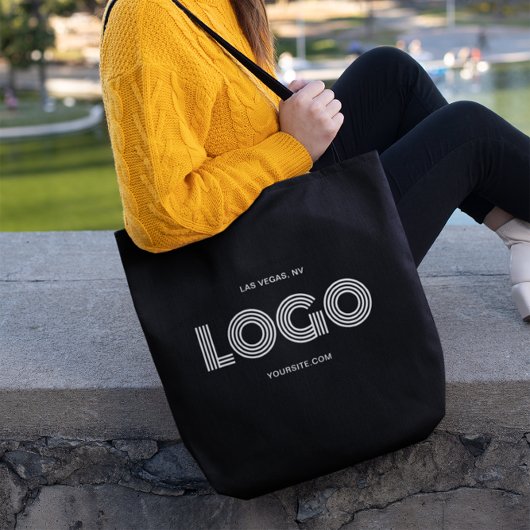 Tote Bag Logo rectangulaire noir et blanc moderne