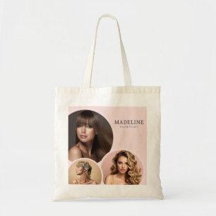 Tote Bag Logo Rose Pâle 3 Photo Salon de Coiffure