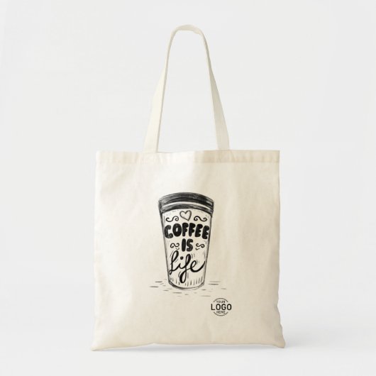 Tote Bag Logo sur mesure amusant Main Draw Lettres café est (Devant)