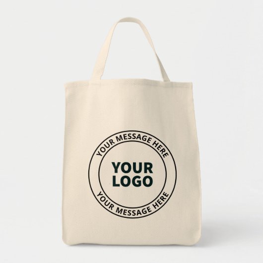 Tote Bag Logo téléchargé + Texte circulaire modifiable (Devant)