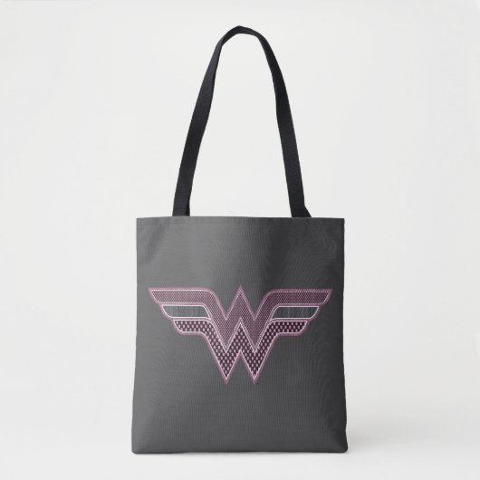 Tote Bag Logo Wonder Woman rose and Black Checker Mesh (Devant)