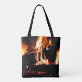 Tote Bag Logs dans la cheminée Photographie de feu chaud (Dos)