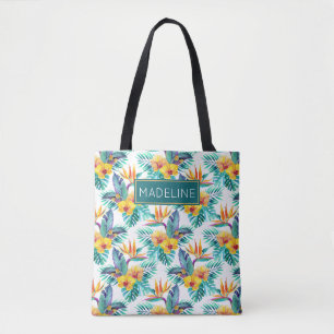 Tote Bag L'oiseau du paradis et le motif   d'orchidée