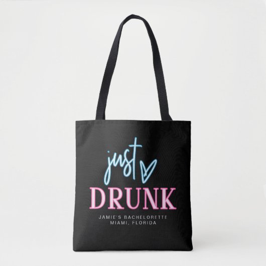 Tote Bag LOLA Neon Rose Bleu Juste Drund Bachelorette (Devant)