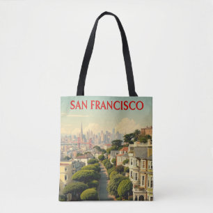 Tote Bag Lombard Street, San Francisco Rétro vintage