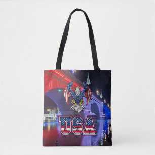 Tote Bag London Bridge avec l'American Bald Eagle