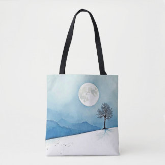 Tote Bag Lone Tree : Sérénité de la Pleine Lune Silencieuse