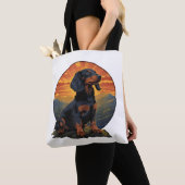 Tote Bag Long Haired Dachshund amoureux de animal retro vin (De près)