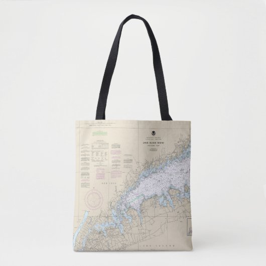 Tote Bag Long Island Sound Western Part Carte marine (Devant)