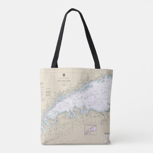 Tote Bag Long Island Sound Western Part Carte marine (Dos)