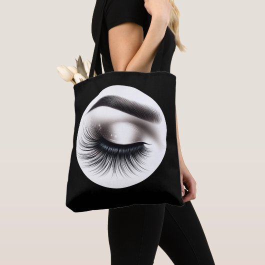 Tote Bag Longs Cils Noirs et Fins Extensions de Cils Beauté (De près)