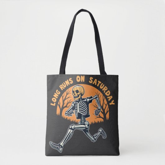 Tote Bag Longue Course Le Samedi Skeleton Éffrayant Courir (Devant)
