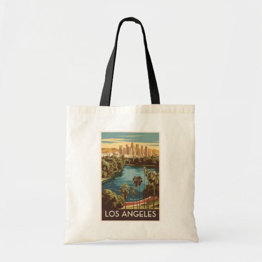 Tote Bag Los Angeles Echo Park Lake Travel Art Vintage (Devant)