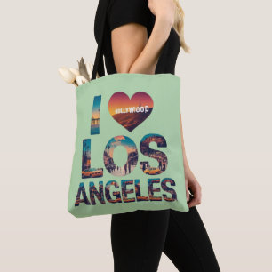 Tote Bag Los Angeles Skyline Sunset & Hollywood Typographie