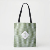 Tote Bag Losanges verts rayonnants avec monogramme central (Devant)