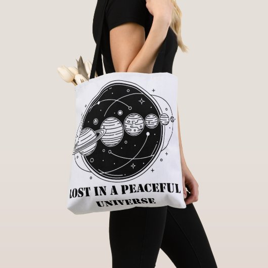 Tote Bag Lost In A Peaceful Universe Solar System Planets  (De près)