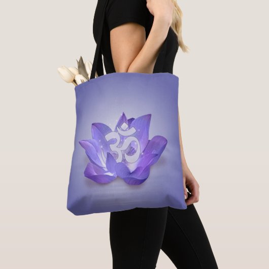Tote Bag Lotus and OM symbol (De près)