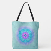 Tote Bag Lotus Bloom Turquoise Mandala ID129 (Dos)