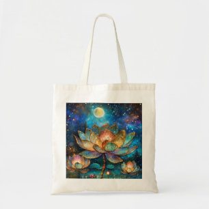 Tote Bag Lotus de verre tendu fleurit au clair de lune