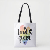 Tote Bag Loud et Queer| Coeur aquarelle (Devant)