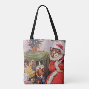 Tote Bag Louis Wain Christmas Cats Vintage Famille victorie