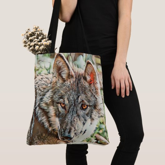 Tote Bag loup cinglé (De près)