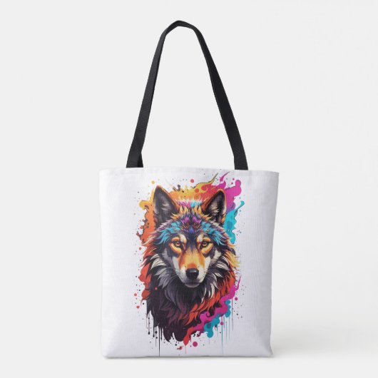 Tote Bag Loup coloré (Dos)