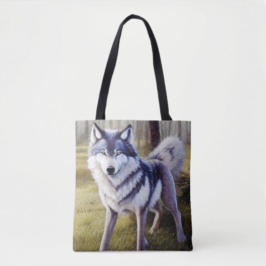 Tote Bag Loup coloré debout (Devant)