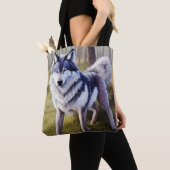 Tote Bag Loup coloré debout (De près)