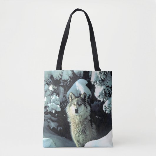Tote Bag Loup dans la neige (Devant)
