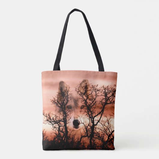 Tote Bag Loup de coucher du soleil (Dos)